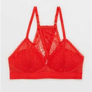 New Aerie Red Real Power Wireless Push Up Paisley Lace Bra - Size 32C